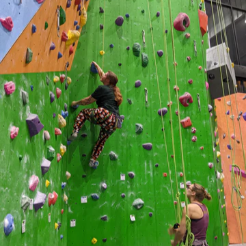 An indoor top rope climber